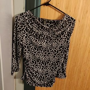 Black and white party top with sparkle on top